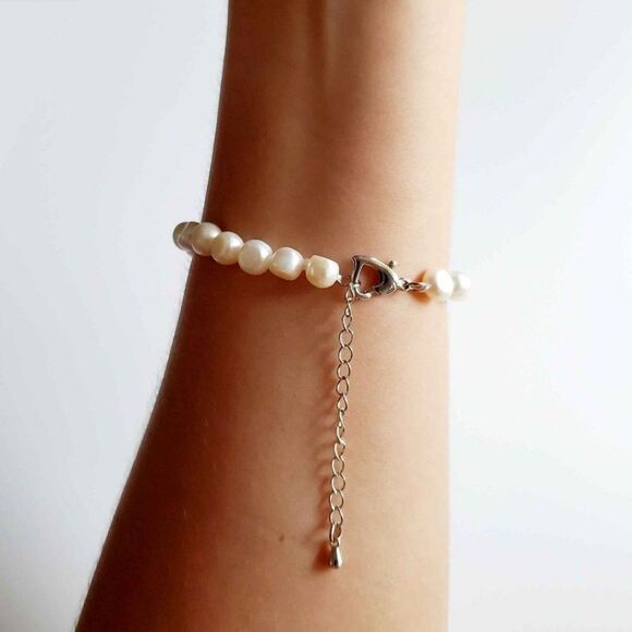 Fine Jewelry Natural Freshwater Baroque White Pearl Classy Bracelet NEW - Picture 5 of 7
